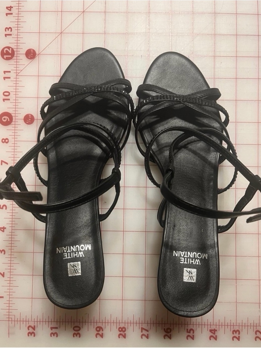 White Mountain Black Multi-Strap Heeled Sandals